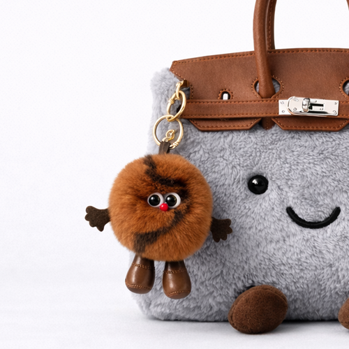 Otter Rabbit Fur Charm – Coffee Bean